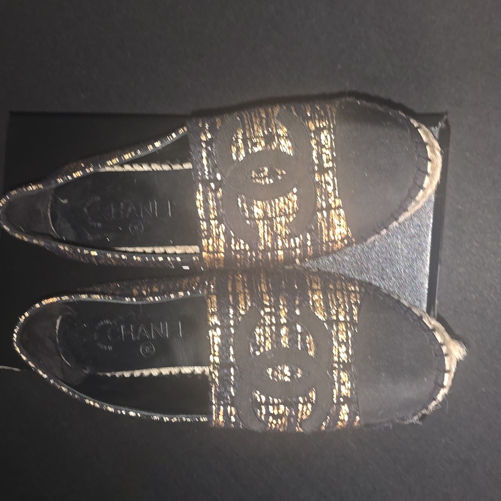 COCO CHANEL ESPADRILLES BLACK/GOLD/BLACK
